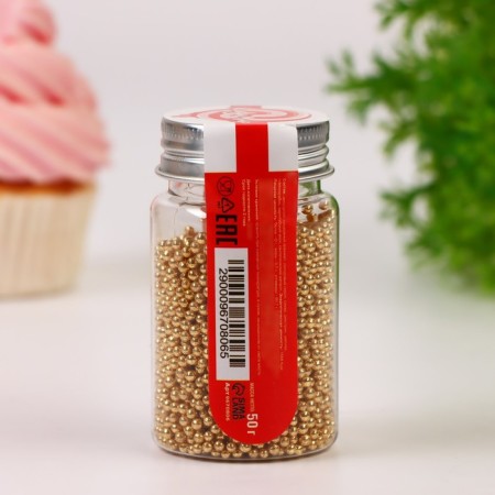 Confectionery decor "The best day", 2 mm, gold, 50 g-2