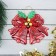 Jewelry decoration "double bell with balls and ribbon" 12.3x9.5 cm, red