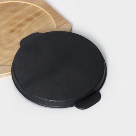 The cast -iron pan on the wooden stand “Circle. Grill ", 25 × 21.3 cm, black color-5