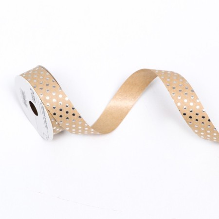 Ribbon for decor and gifts Kraft with embossing 2cm x 5 m-1