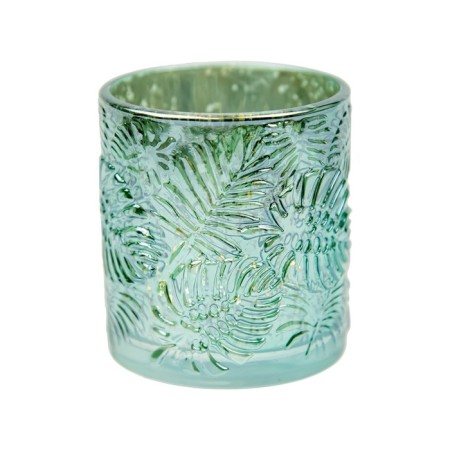 Decorative glass candlestick, 8.5 × 8.5 × 10 cm, blue color-2