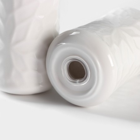 Porcelain set for spices on the bamboo stand Bellatenero "Kracle", 2 items: solo, pounder, white color-4
