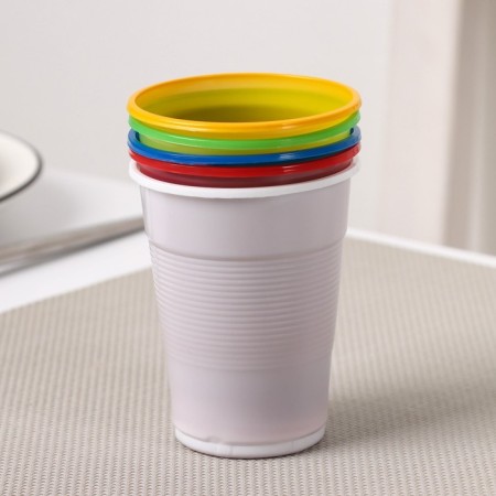 Plastic disposable glasses “For rest”, 200 ml, in a set of 5 pcs, color mix