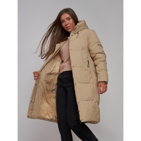 Coat insulated winter female, size 50, color light brown-17