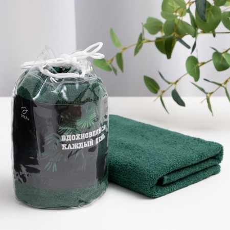 Towel Gift Ethel "Inspire" col. Eucalyptus, 50x90cm, 100% HL, 340 g/m2