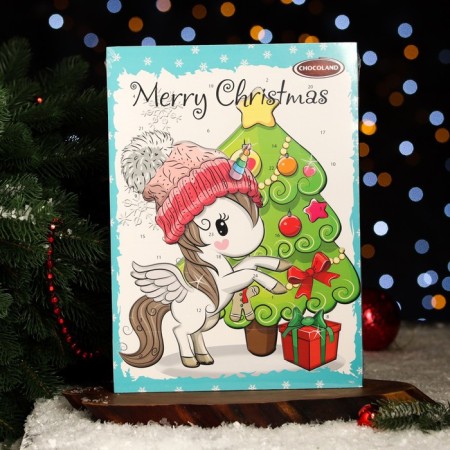 Advent calendar with mini tiles made of milk chocolate Magic Cute Unicor Mix, 50 g