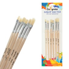 A set of brushes, bristles, flat, 6 pieces: No. 1, 2, 3, 4, 5, 6, with wooden handles, on a blister