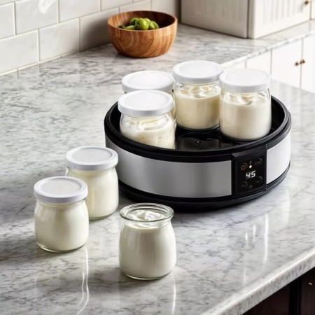 Yogurtnitsa KitFort KT-6363, 20 W, 180 ml, 7 containers, glass, silver-hourly-1