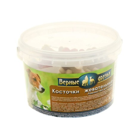 Chewing bone "Faithful friends" Mini in a bucket of 250 g