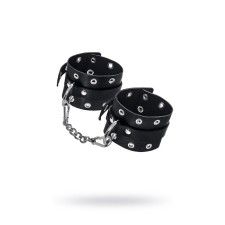 Single -layer handcuffs with Pecado BDSM eyelets, genuine leather, black