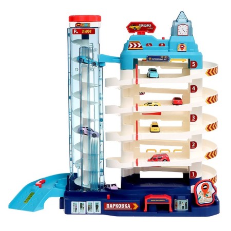 Parking "City", with an elevator, 5 levels, 8 cars, light and sound effects-6