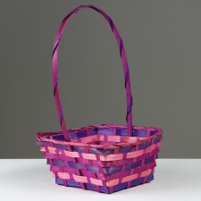 Wicker basket, 20 x 20 x 10/33 cm, purple, bamboo