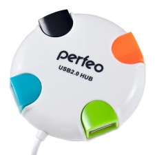USB bias (Hub) Perfeo PF-VI-H020, 4 ports, USB 2.0, white