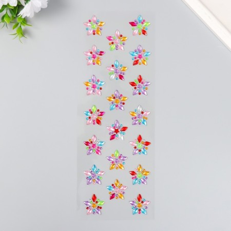 Sticker of rhinestones "Five -pointed flowers" mix 10.7x32 cm-2