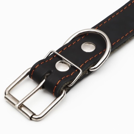 Collar combined leather/tarpaulin, 69 x 3.5 cm, decorated, Osh 45-60 cm, black-4
