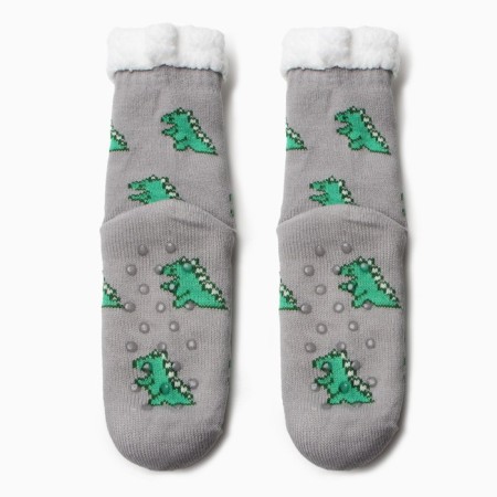 Women's socks with fur, gray/dinosaur color, size 36-40-2