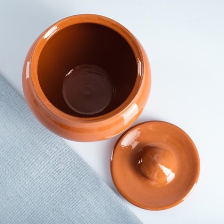 A hot pot with a Vyatka lid 0.9l, terracotta-2