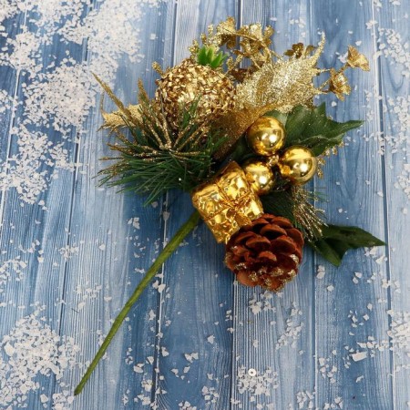 Decor "Winter Dreams" Gift apple in Bisser gold, 15 cm-1
