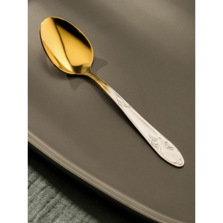 A dessert spoon “Patterns”, with NTP, thickness 1.8 mm, silver handle color