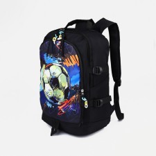 Young backpack from textiles on lightning, 3 pockets, black color
