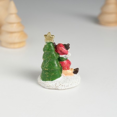 Souvenir Polystone "Olenien in a red fur coat near a Christmas tree" MIX 3.8x3.5x4.8 cm-4