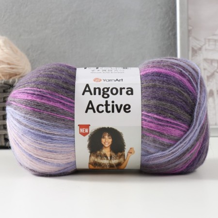 Yarn "Angora Active" 20% wool, 80% acrylic 500m/100g (847 siren violets)