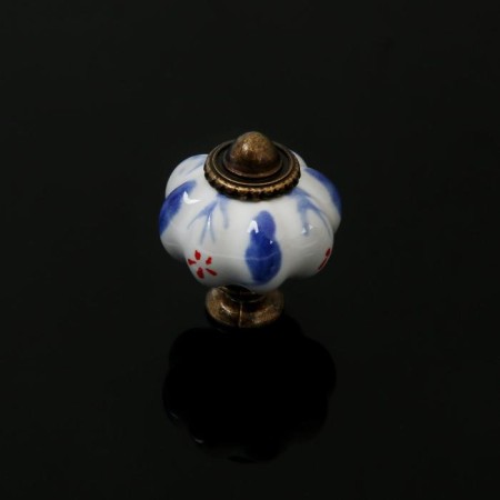 Handle button tundra, ceramic, painted with blue patterns-3