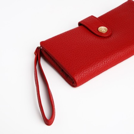 Women's wallet on the button, red color-2