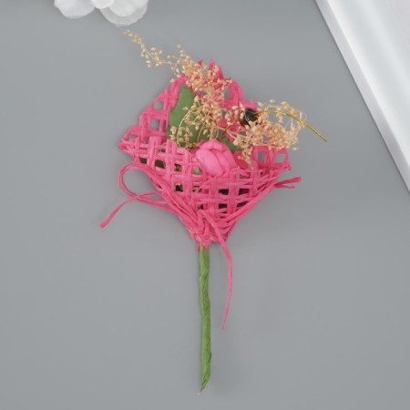 A set of decorative bouquets (12 pcs) "Rose" 5x9 cm, raspberry