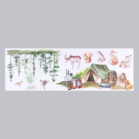 Stick plastic interior color "tent in the forest with animals" 30x90 cm-1