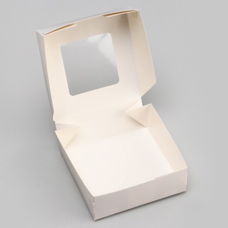 Food box, with a window, white, 11.5 x 11.5 x 4 cm-3