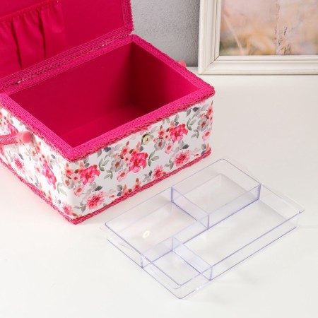 Casket for needlework "Pink flowers" 19x26x14.5 cm-5
