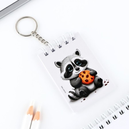 Key keychain notebook "Raccoon", 5.5 x 7.5 cm-3