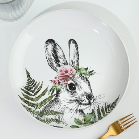 Ceramic plate "Bunny", 22.5 cm, white color-2