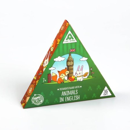 Board game "Animals in English", 36 cards, 7+-5