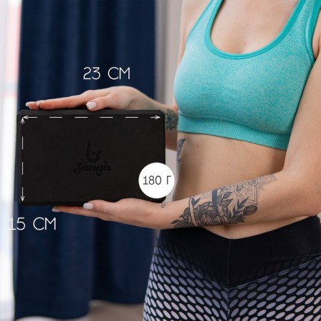 Sangh yoga block, 23x15x8 cm, black color-3