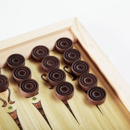 Backgammon "Dragon in the clouds", wooden board 40 x 40 cm, with a field for playing checkers-3