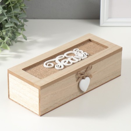 Casket wood 3 divisions "Cup of tea" 9.7x24x7 cm-1