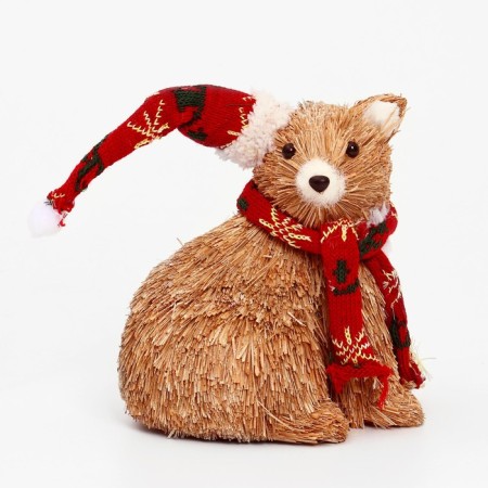 Decorative souvenir from natural materials “Bear in a scarf and cap” 15 × 17 × 20 cm-1