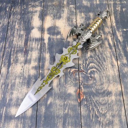 Souvenir sword on a tablet, color application on the blade, 52 cm-2