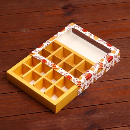 Box for sweets 16 pcs, 17.7 x 17.7 x 3.8 cm "Bell"-3