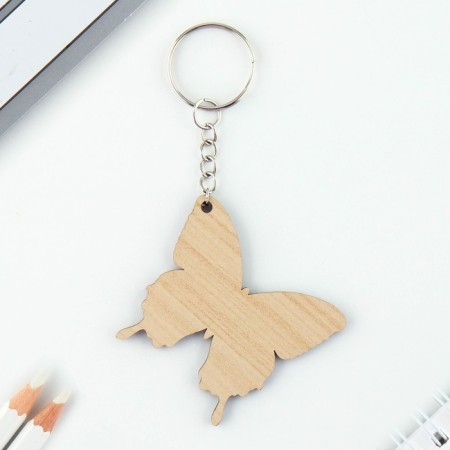 Key keychain wooden "butterfly", 6 x 6 cm-3