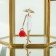 Brooch "Lady" with a handbag, the color is red-white in gold