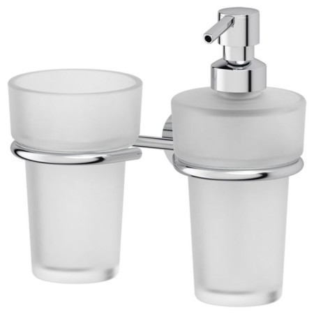 Holder with a glass and a dispenser of liquid soap, matte crystal, chrome, fbs