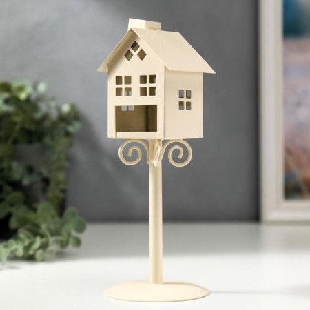 Climber Metal 1 Candle "House" White 23x9x9 cm-2