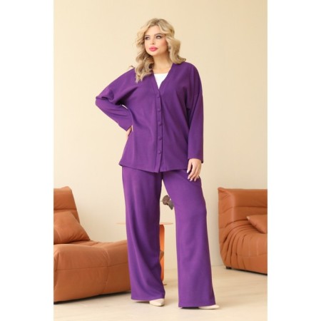 Female costume: cardigan, trousers, size 48, purple color-10