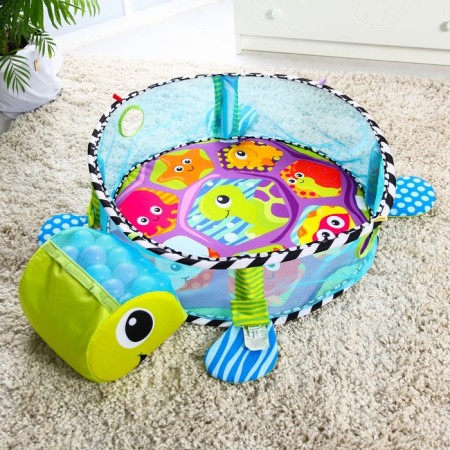 Developing rug 3 in 1 "Turtle", 67x67 cm, with 30 colored balls, crumb I-4