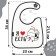 Bibslate for feeding "I love to eat" waterproof on Velcro, with a pocket