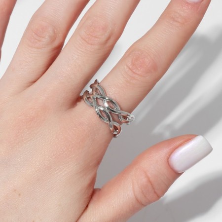 The ring "wave" curled, the color is silver, dimensionless-1