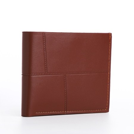 Male purse without a fastener, department for bills, for maps, color light brown